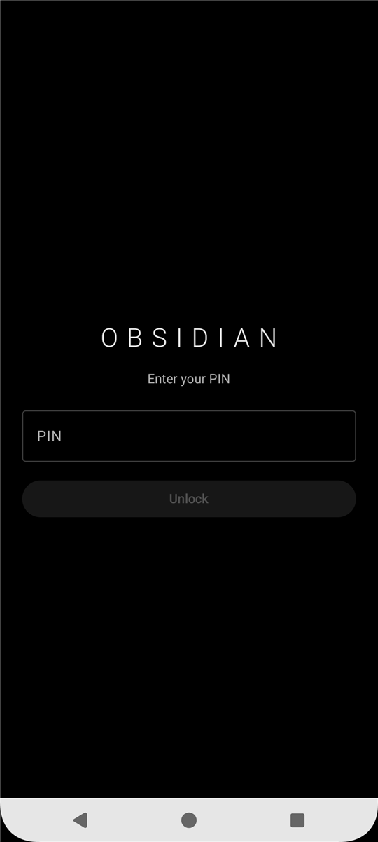 The app's PIN lock screen